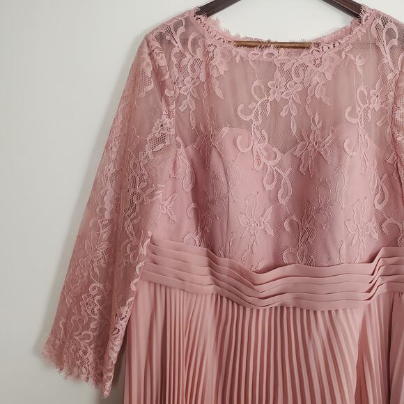 NWT JJ's House A-line Scoop Illusion Ankle-Length Lace Dress Pink - Picture 5 of 13